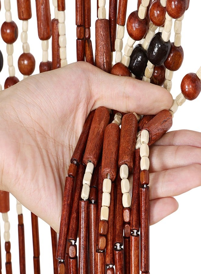 Boshen Bamboo Beaded Curtain Boho Bead Curtain 52 Strands 35.4x74.8inch Natural Wooden Door Bead Curtain Handmade for Doorway Hanging Door Beads Room Divider Home Decor - Image 5